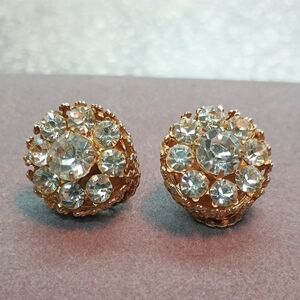 Elegant CORO Gold Tone Crystal Earrings